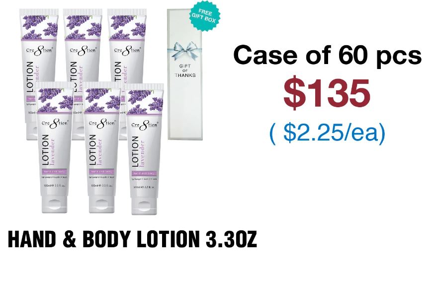 Cre8tion Hand & Body Lotion 3.3oz - Case of 60- BULK PRICING