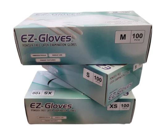 EZ GLOVES - Powder free Latex Examination Gloves Case 10 box