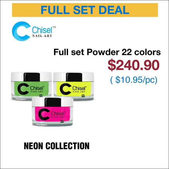Chisel Full Set - Neon Dipping Powder 2oz - 22 Colors #NE01 - #NE22