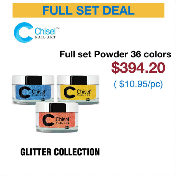 Chisel Full Set - Glitter Dipping Powder 2oz - 36 Colors #GL01 - #GL36