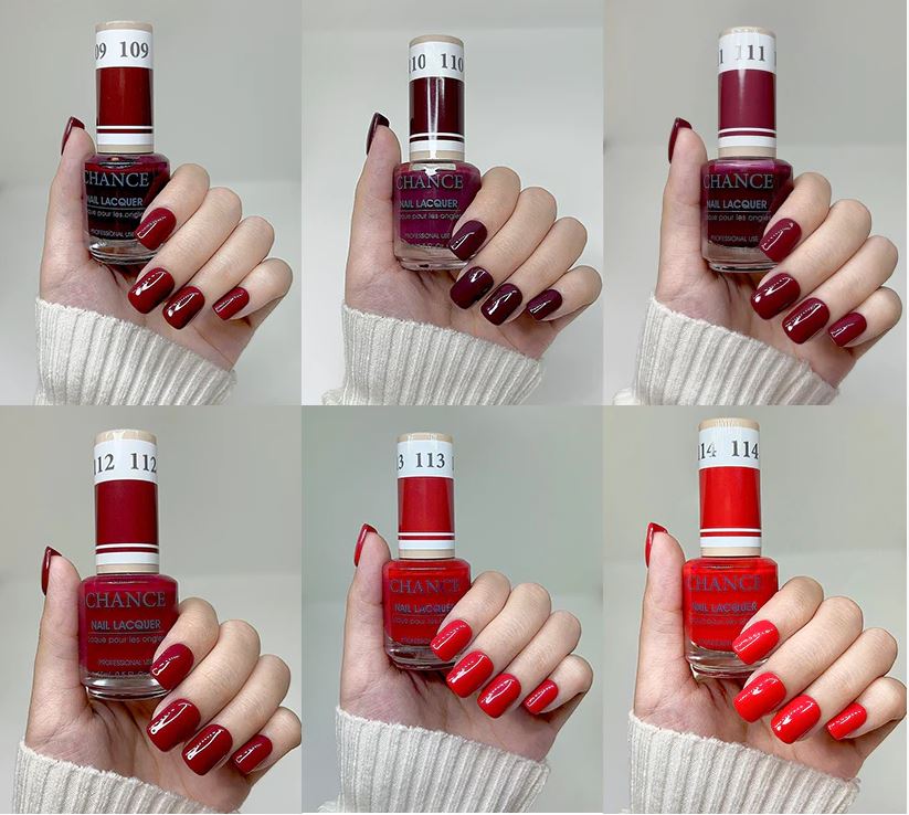 Chance Matching Color Gel & Nail Lacquer 0.5oz - 36 Colors #109 - #144 - Roses Are Red... Collection w/ 2 set Color Chart