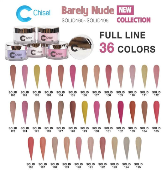 Chisel Nail Art - Dipping Powder - 2oz Solid Barely Nude Collection 36 Colors - $10.95/each - Color SOLID #160 - #195