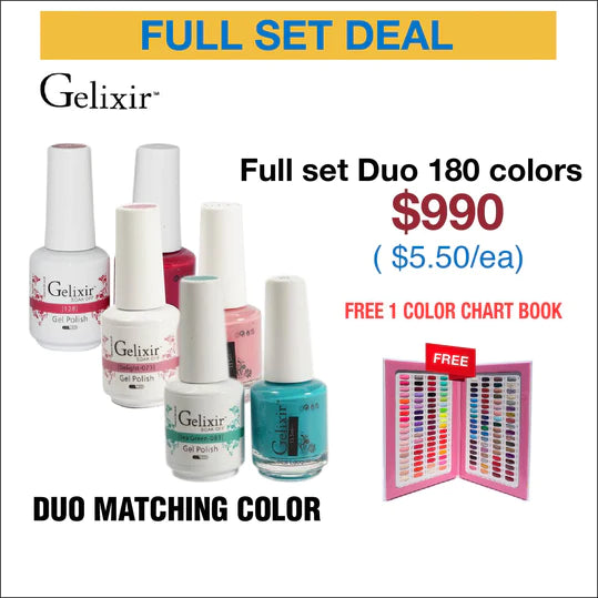 Gelixir Duo Matching Color - Full Set 180 colors w/ 1 Color Chart Book