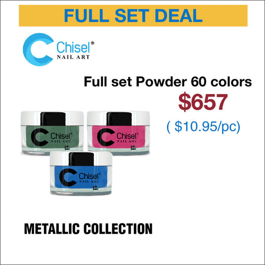 Chisel Full Set - Metallic Dipping Powder 2oz - 60 Colors