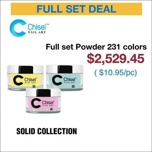 Chisel Full Set - Solid Dipping Powder 2oz - 231 Colors