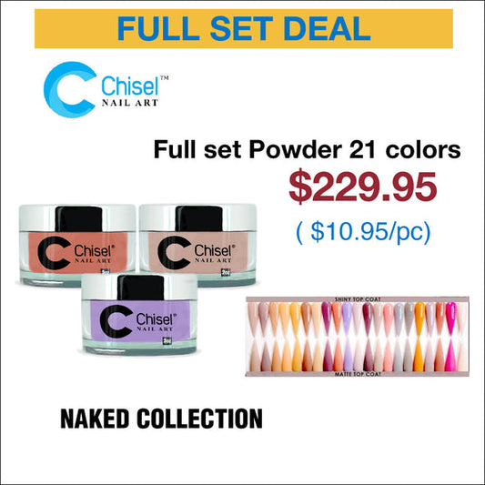 Chisel Full Set - Naked Collection Dipping Powder 2oz - 21 Colors - Solid #232-252